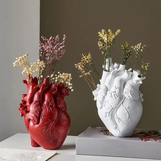 Heart Vase - Anatomy Art Vase - Red, White or Gold