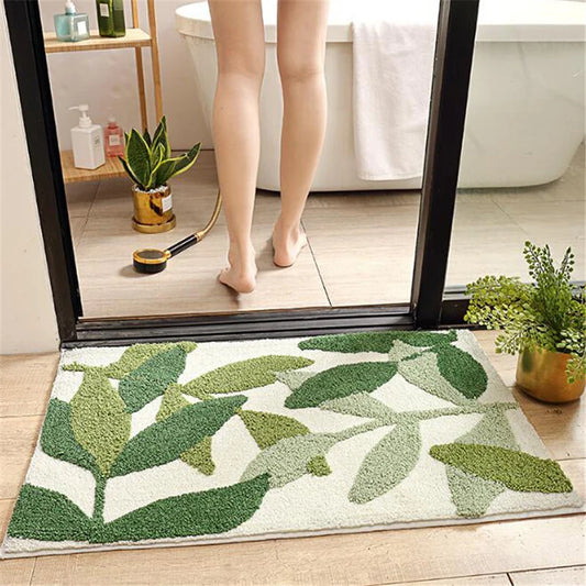 Green Leaf Bath Mat - Anti-Slip