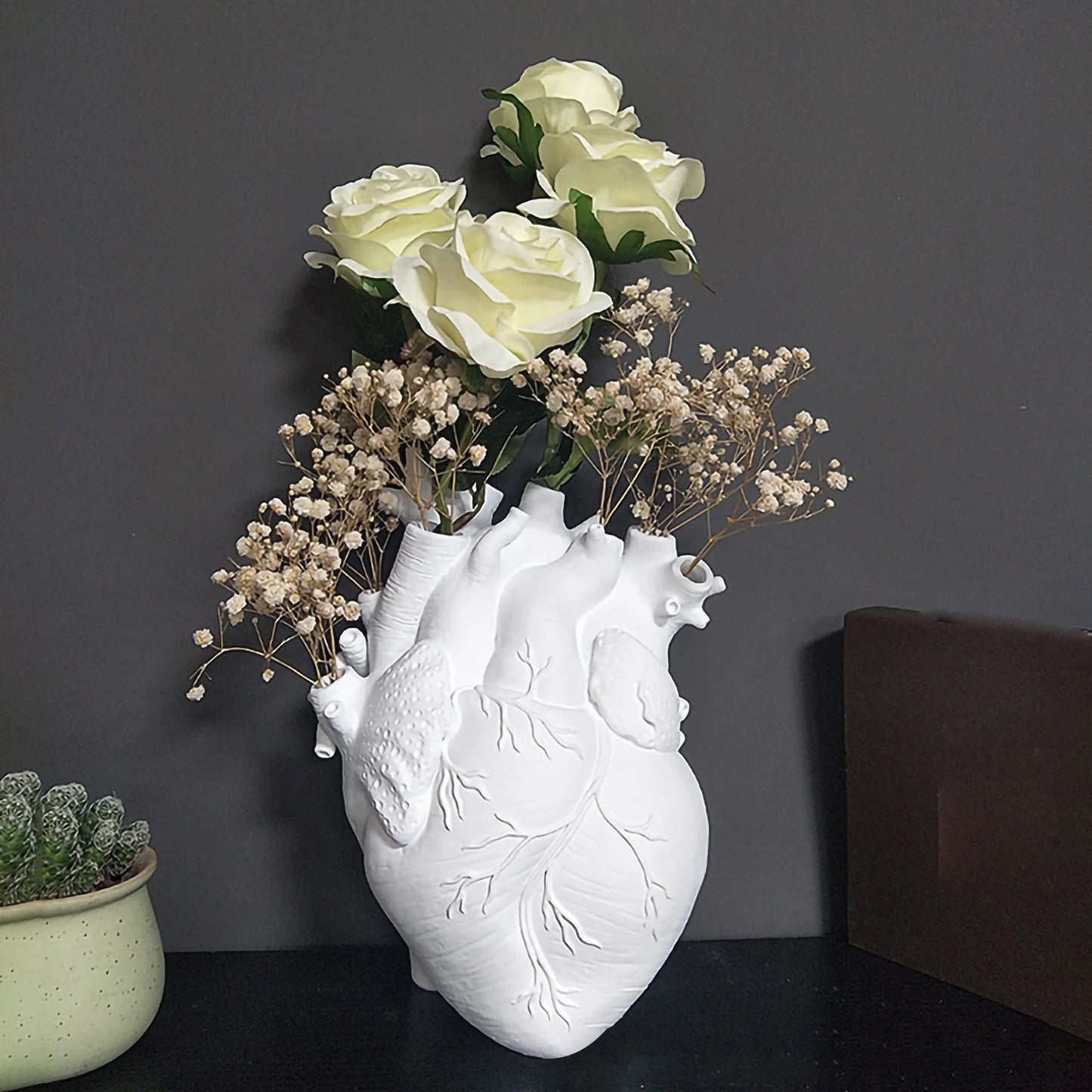 Heart Vase - Anatomy Art Vase - Red, White or Gold