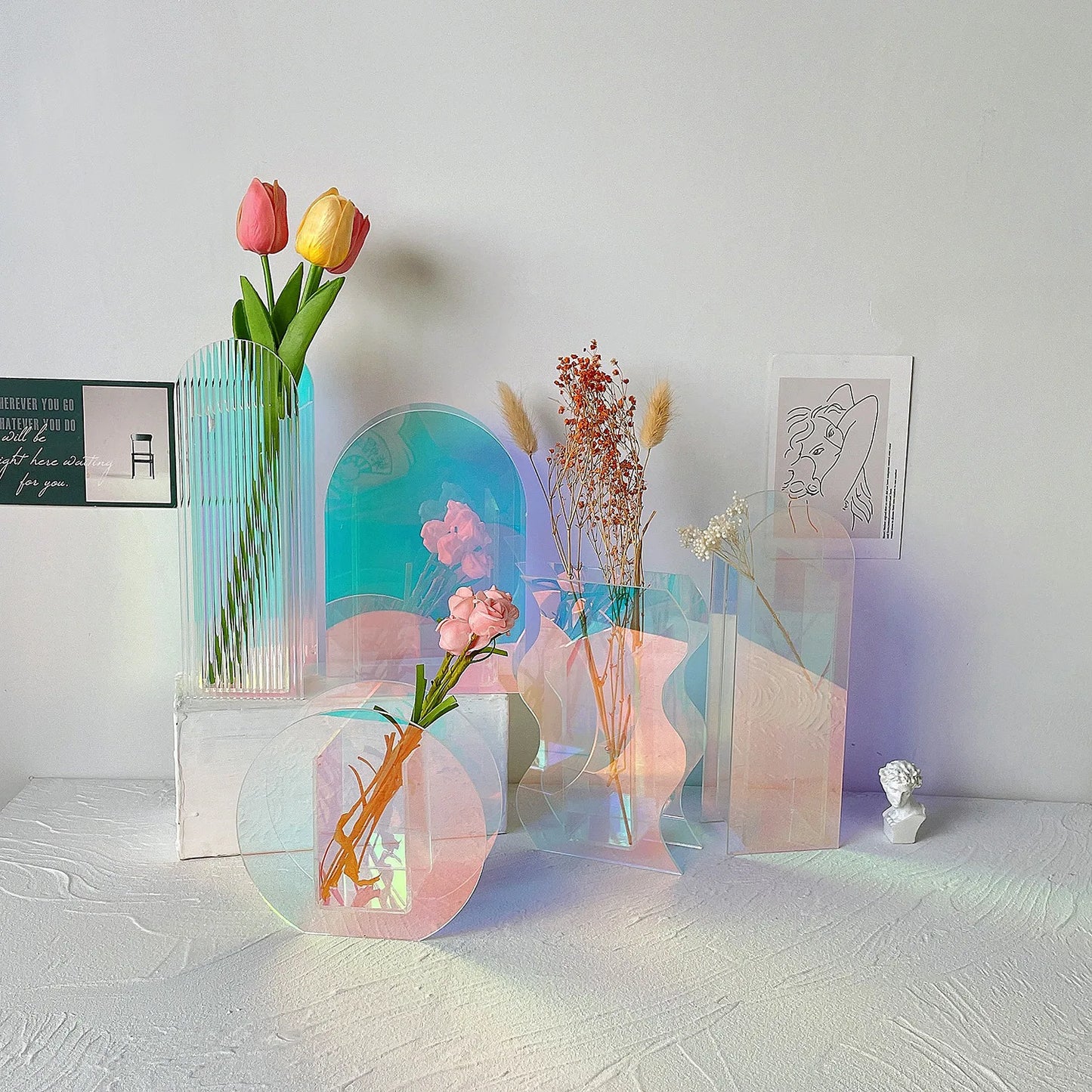 Iridescent Geometric Vases - Perfect Pastel Rainbow Plant Holder
