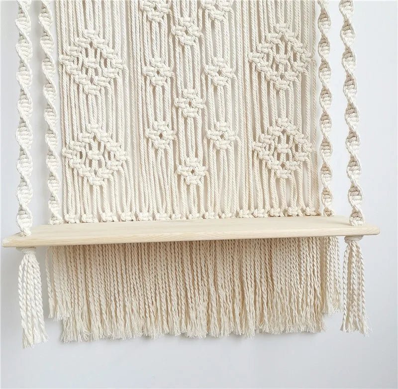 Boho Hand - Woven Macrame Tapestry Wall Hanging Shelf for Plants - Little Leaf Company