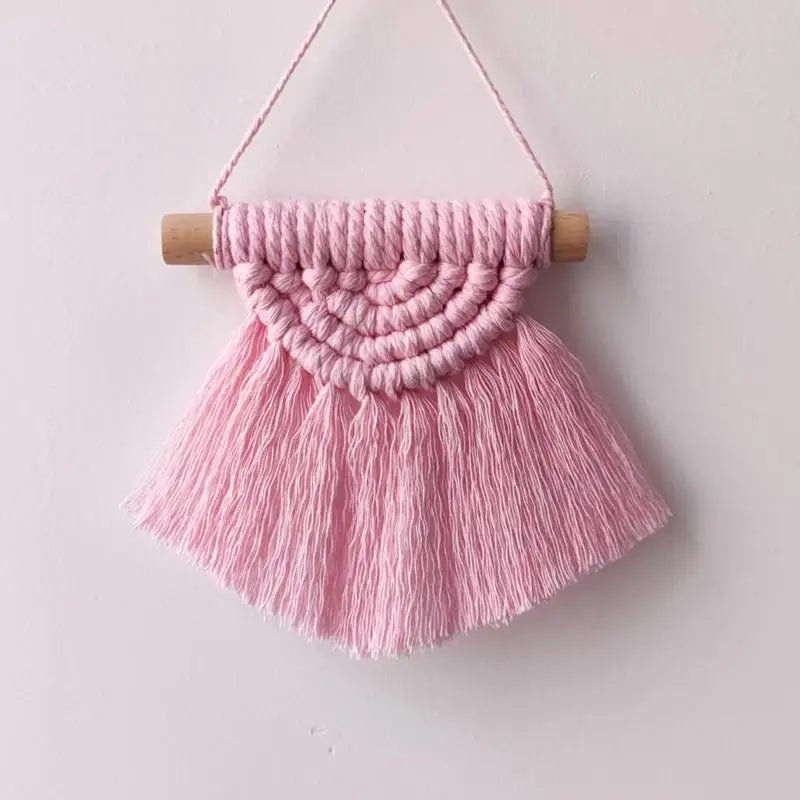 Boho Handwoven Mini Macrame Wall Hanging Tapestry with Tassels - Little Leaf Company