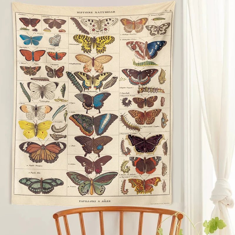 Butterfly Tapestry Wall Hanging - Boho Vintage Illustration Aesthetic - Little Leaf Company