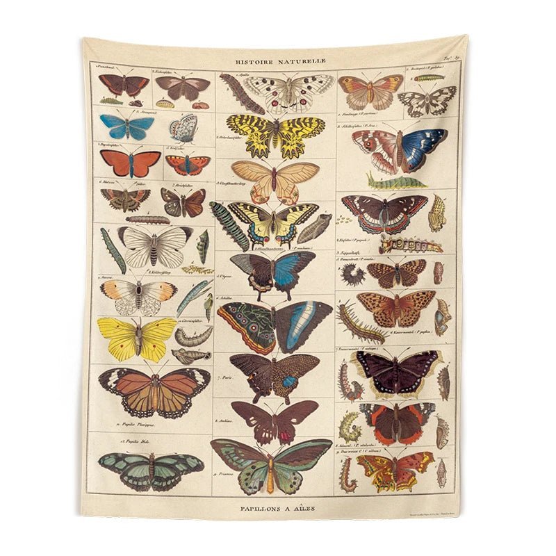 Butterfly Tapestry Wall Hanging - Boho Vintage Illustration Aesthetic - Little Leaf Company