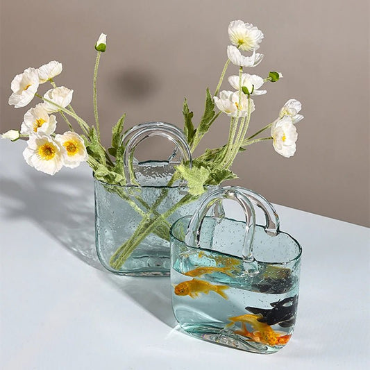 Charming Bubble Glass Handbag Vase - for your Flowers or a Quirky Fish Bowl - Little Leaf Company