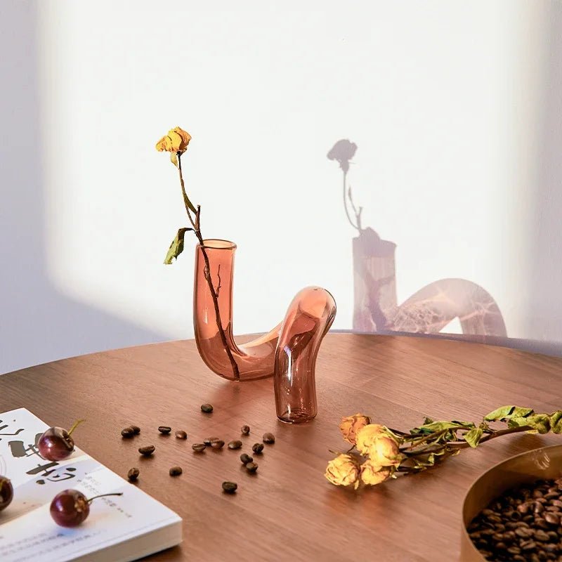 Colourful Bending Glass Vase for Flowers or Candles - Little Leaf Company