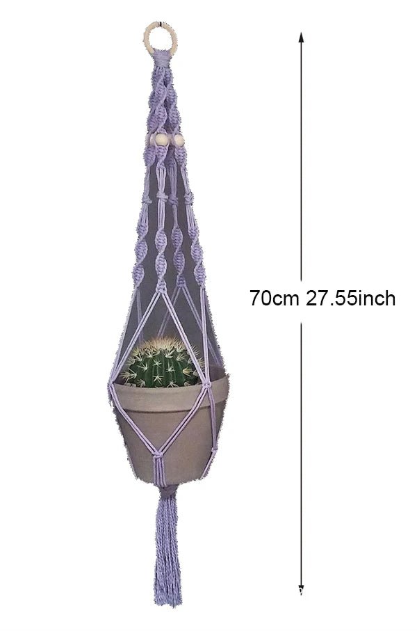 Colourful Boho Macrame Hanging Plant Holder - Hand Woven 100% Cotton - Little Leaf Company