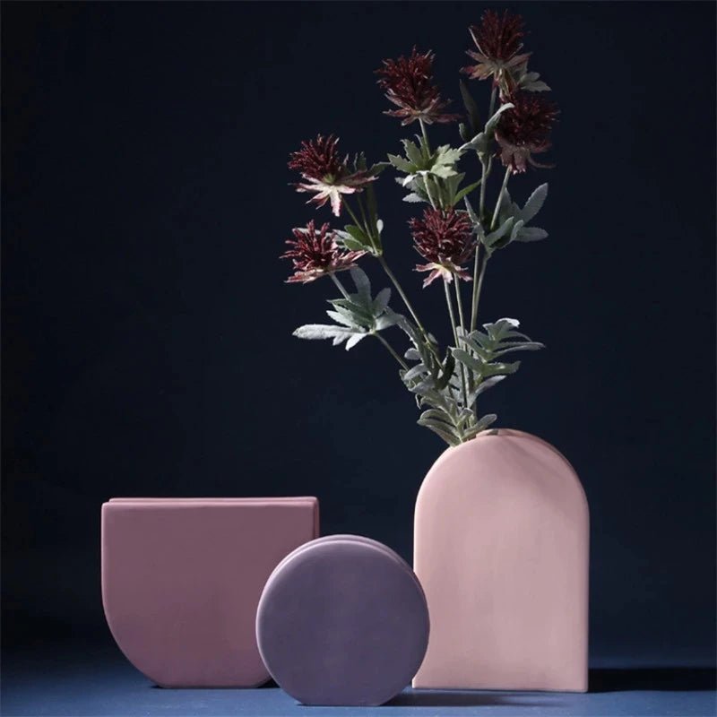 Colourful Morandi - inspired Geometric Nordic Ceramic Vases - Little Leaf Company