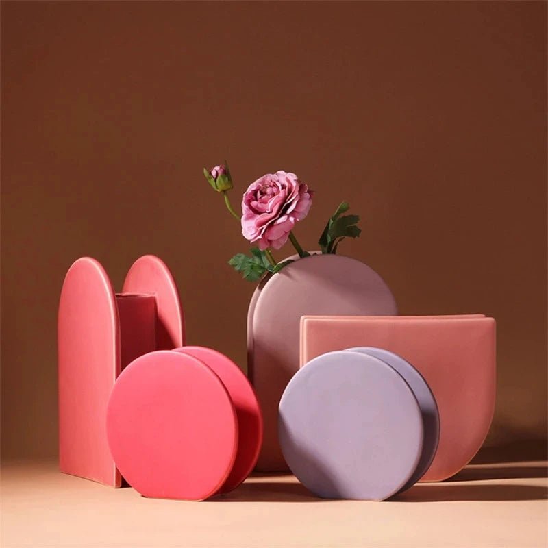 Colourful Morandi - inspired Geometric Nordic Ceramic Vases - Little Leaf Company