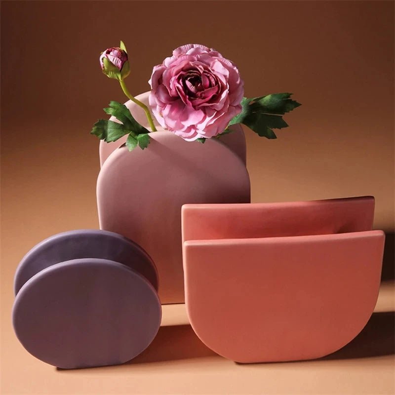 Colourful Morandi - inspired Geometric Nordic Ceramic Vases - Little Leaf Company