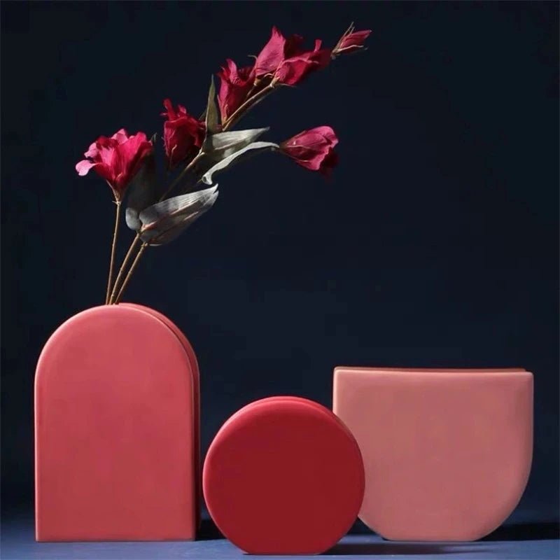 Colourful Morandi - inspired Geometric Nordic Ceramic Vases - Little Leaf Company