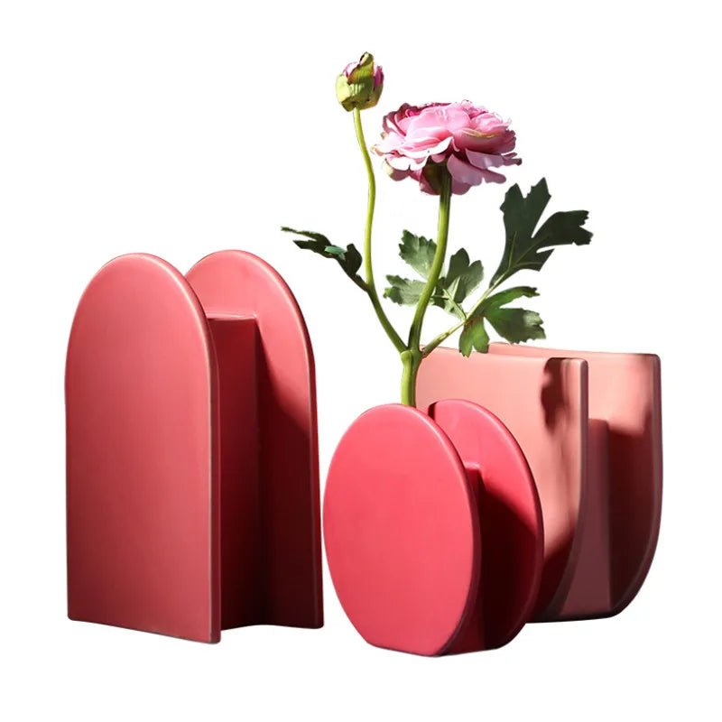 Colourful Morandi - inspired Geometric Nordic Ceramic Vases - Little Leaf Company