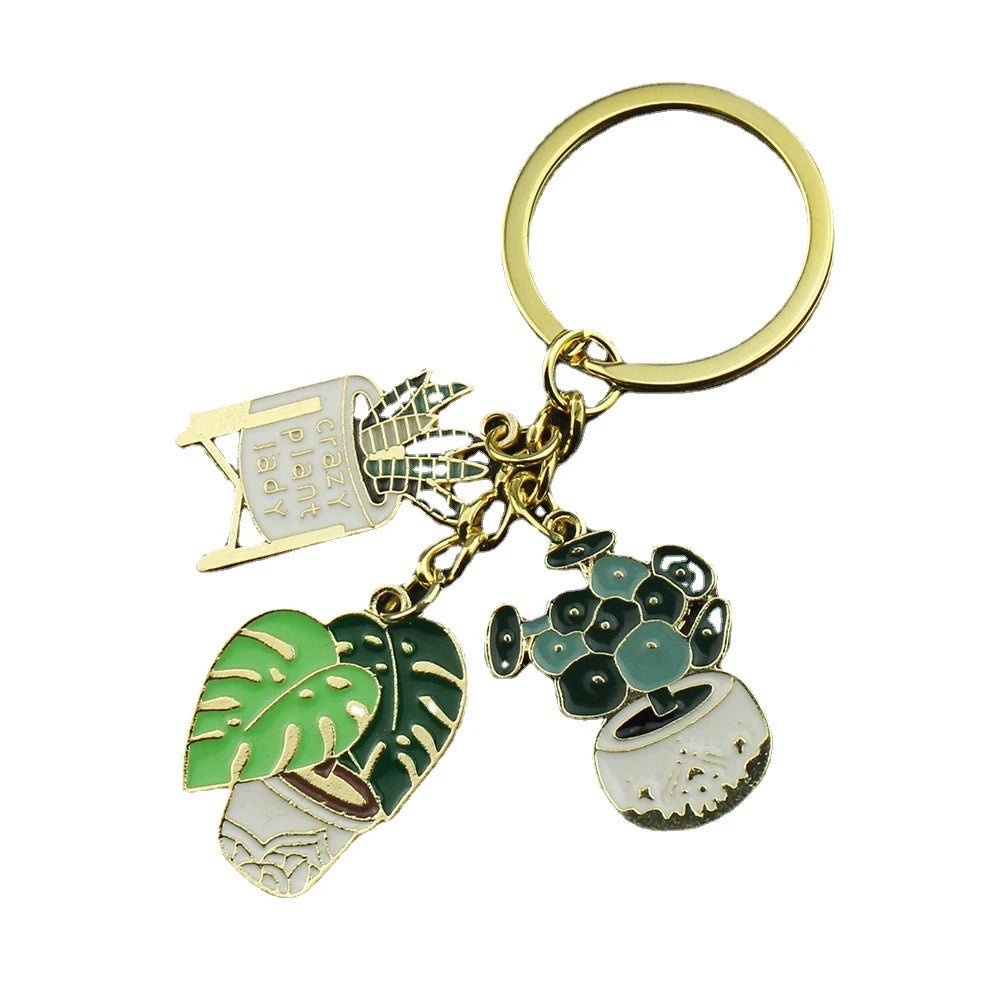 "Crazy Plant Lady" Potted Plant Keychain - Little Leaf Company