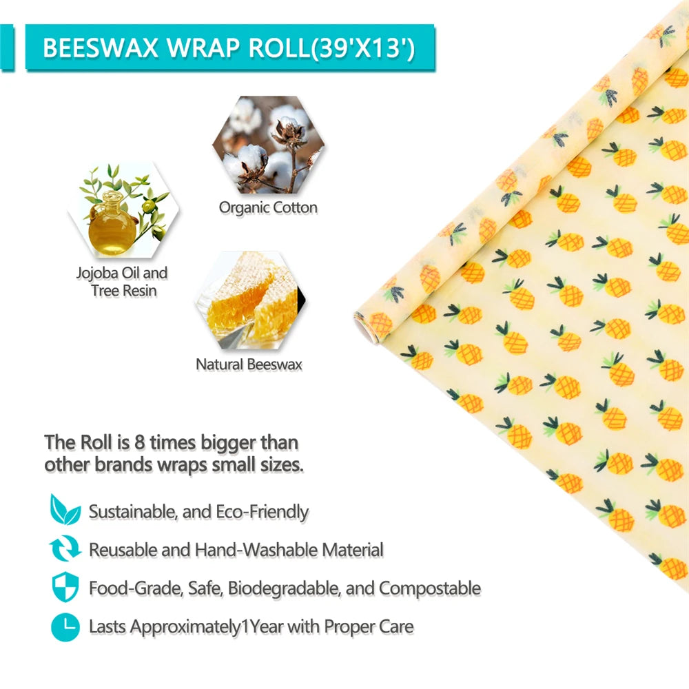 Reusable Natural Bee's Wax Food Wrap - Eco-friendly & Sustainable