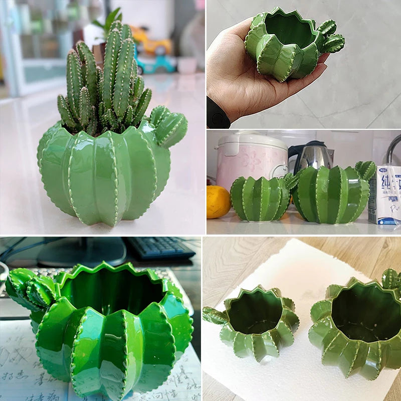 Quirky Cactus Ceramic Flower Pot for Plant & Succulents