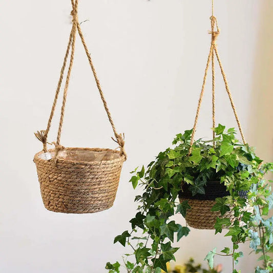 Hand Woven Knitted Hanging Flower Basket