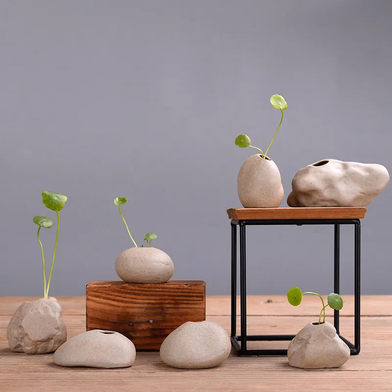 Mini Stone Vases for Zen Flower Displays