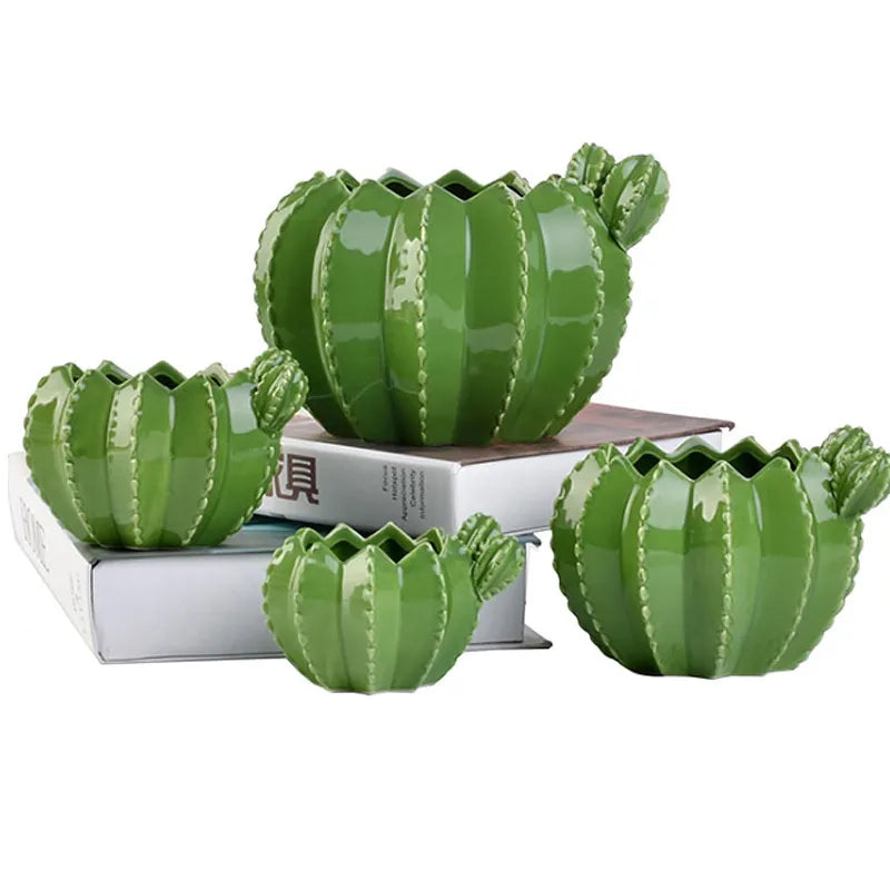 Quirky Cactus Ceramic Flower Pot for Plant & Succulents