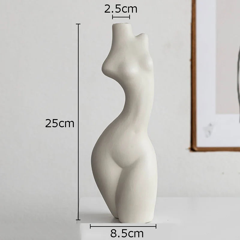 Nordic Ceramic Nude Female Figure Vase for Decorative Flower Arrangements