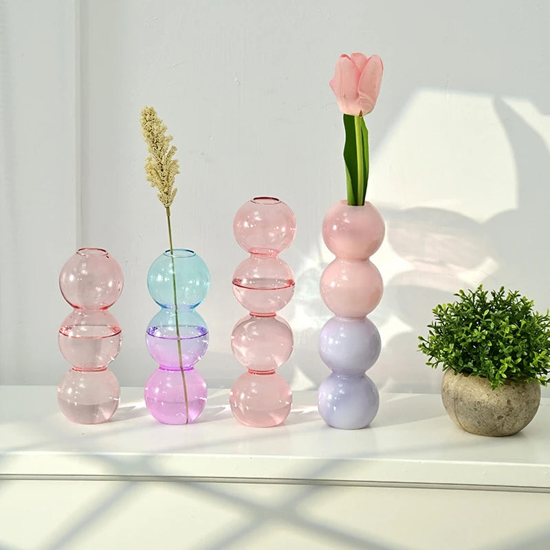 Nordic Colourful & Transparent Glass Bubble Vases