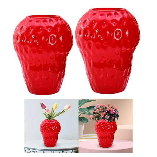 Bright Red Strawberry Vase