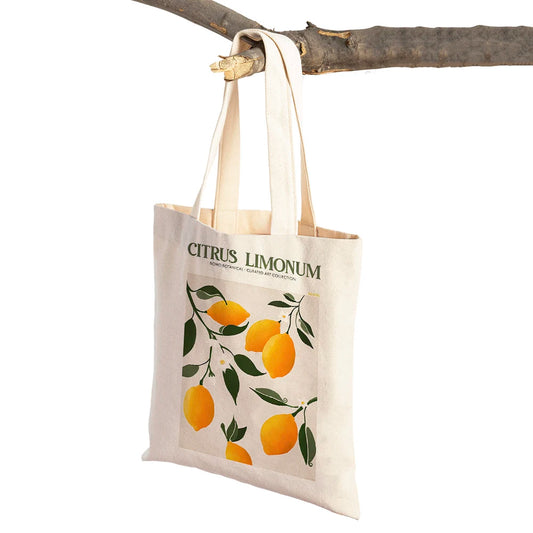 Botanical, Flower and Fruit Shoulder Tote Canvas Shopper Bags - Various Designs