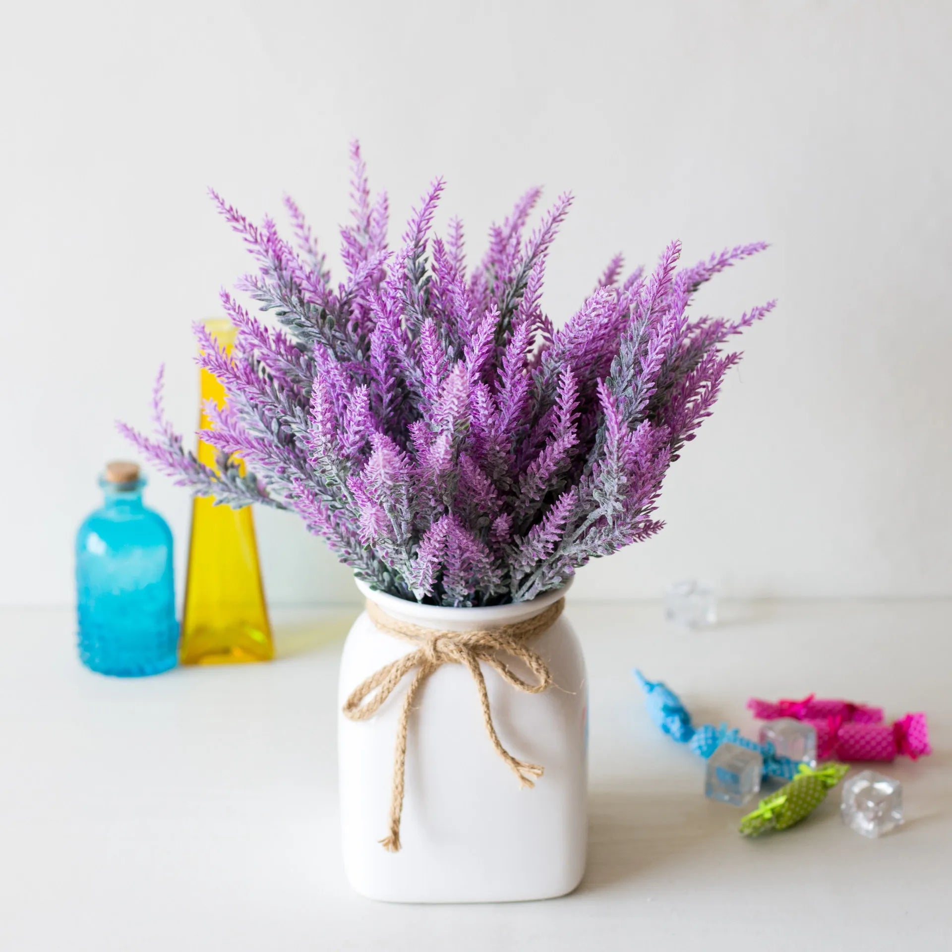 Artificial Provence Lavender in a Romantic White English Country Vase - Little Leaf Company