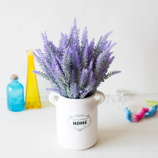 Artificial Provence Lavender in a Romantic White English Country Vase - Little Leaf Company