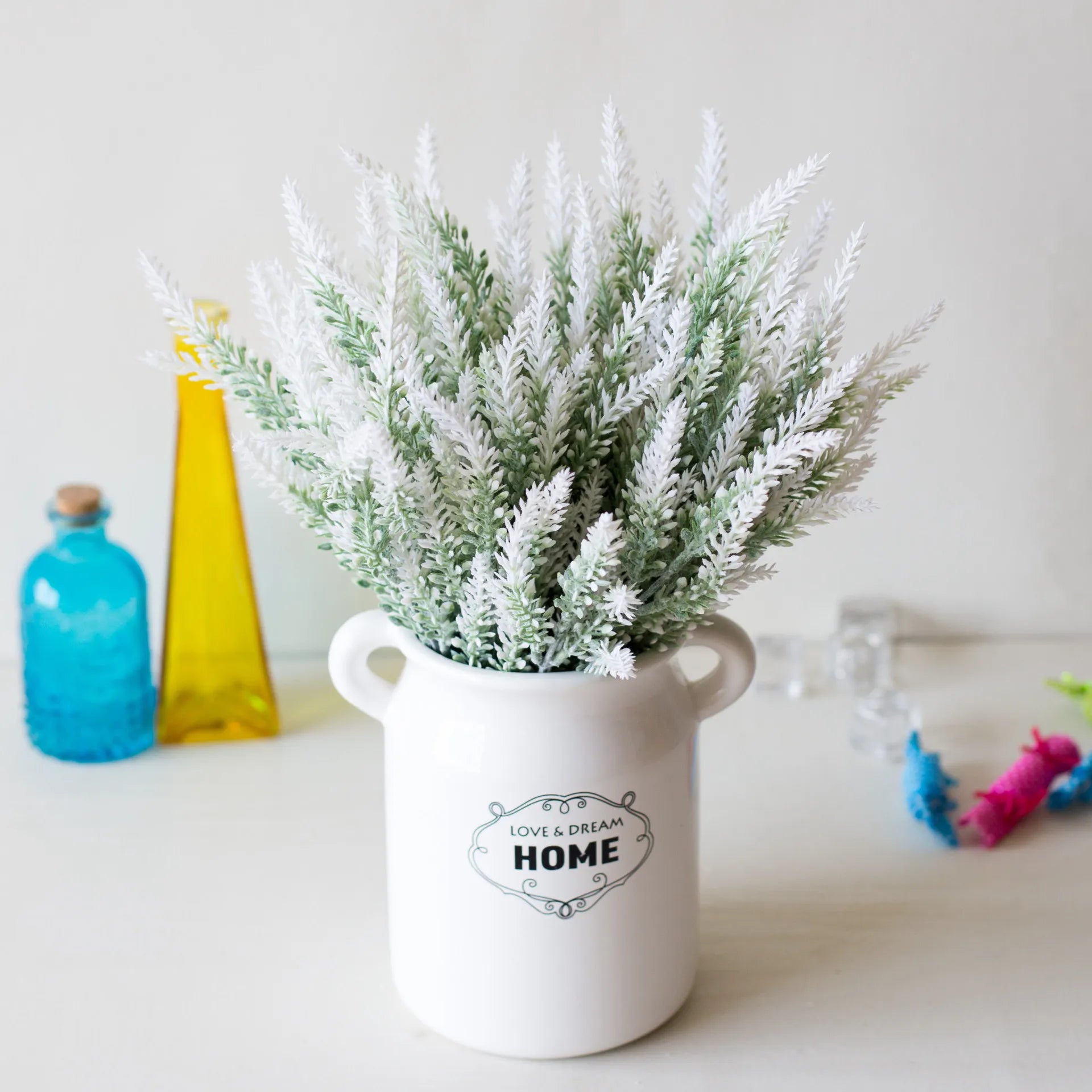 Artificial Provence Lavender in a Romantic White English Country Vase - Little Leaf Company