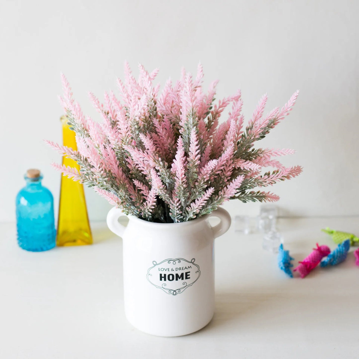 Artificial Provence Lavender in a Romantic White English Country Vase - Little Leaf Company