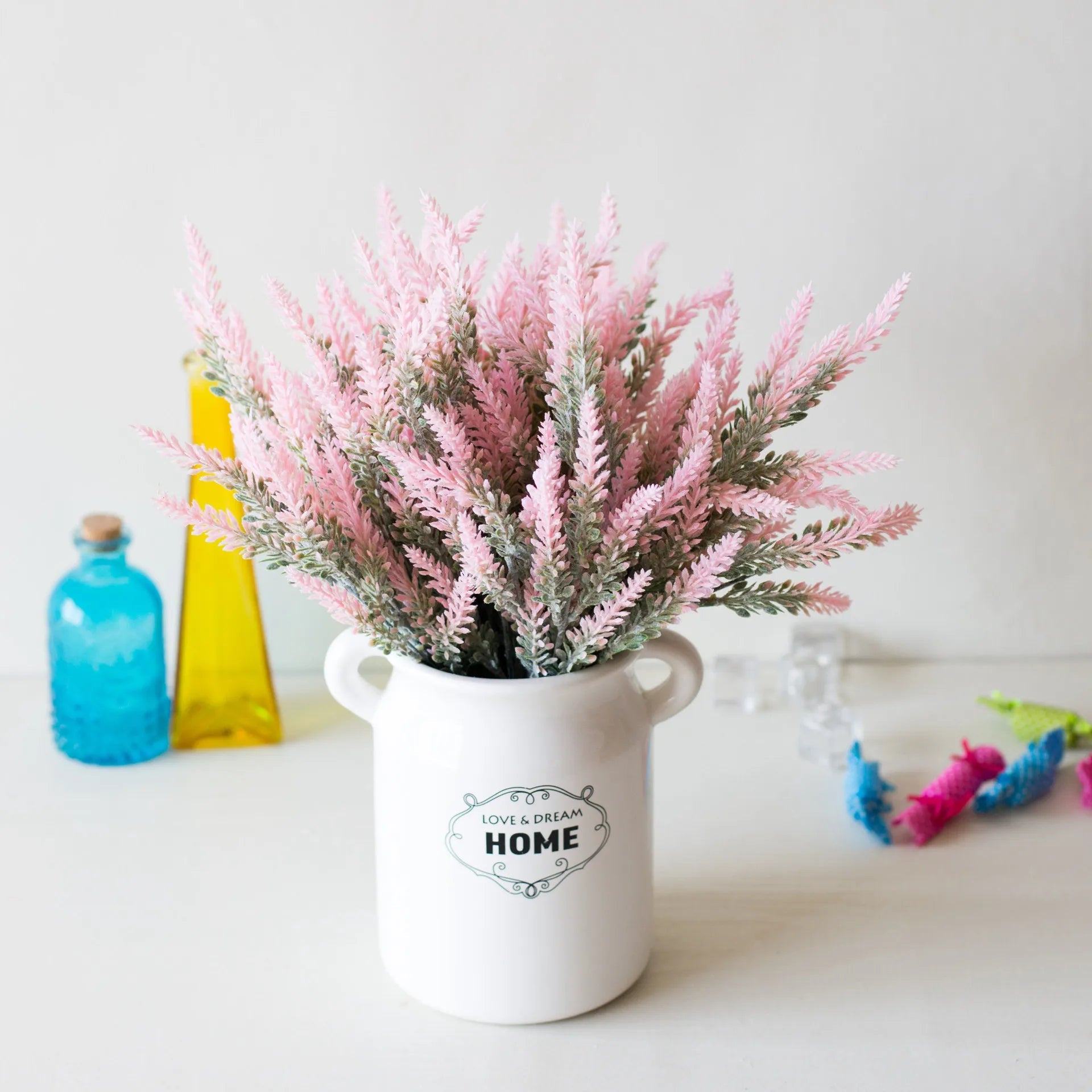 Artificial Provence Lavender in a Romantic White English Country Vase - Little Leaf Company