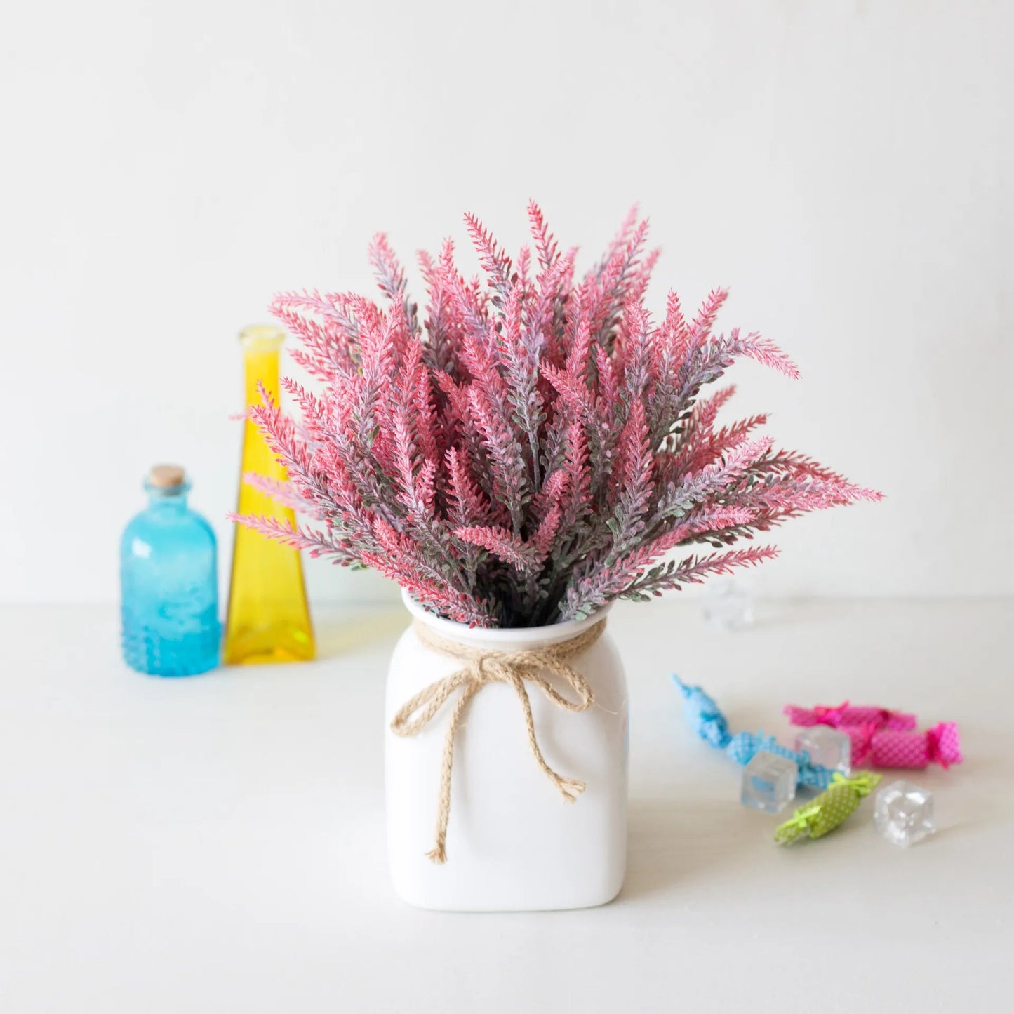 Artificial Provence Lavender in a Romantic White English Country Vase - Little Leaf Company