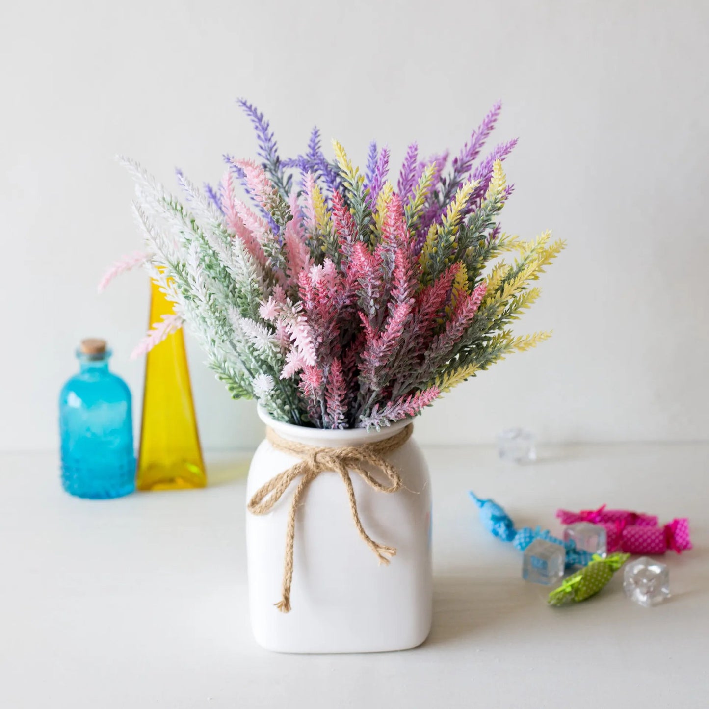 Artificial Provence Lavender in a Romantic White English Country Vase - Little Leaf Company