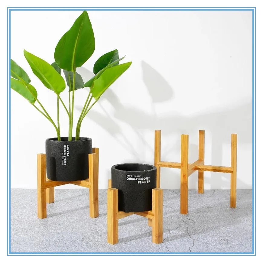 Bamboo Wooden Four - legged Flower Stand & Succulent Pot Trays - Little Leaf Company