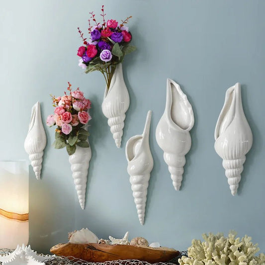 Beach Seashell Wall Vase for Flowers or Simply Decoration - Little Leaf Company