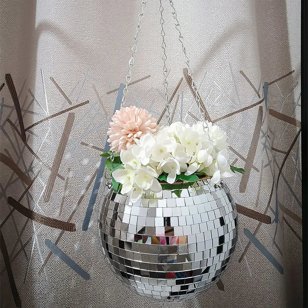 Boho, Retro Disco Ball Hanging Flower Pot For Indoor or Garden Plants  - Little Leaf Company