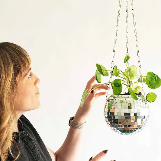 Boho, Retro Disco Ball Hanging Flower Pot For Indoor or Garden Plants  - Little Leaf Company