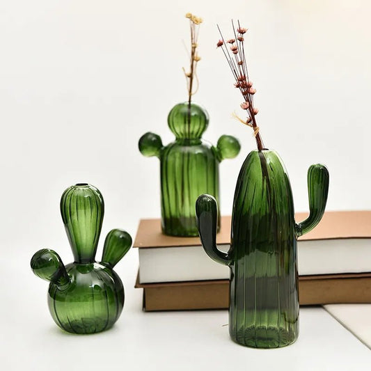 Cactus Shaped Glass Vase for Hydroponic Plants - Little Leaf Company