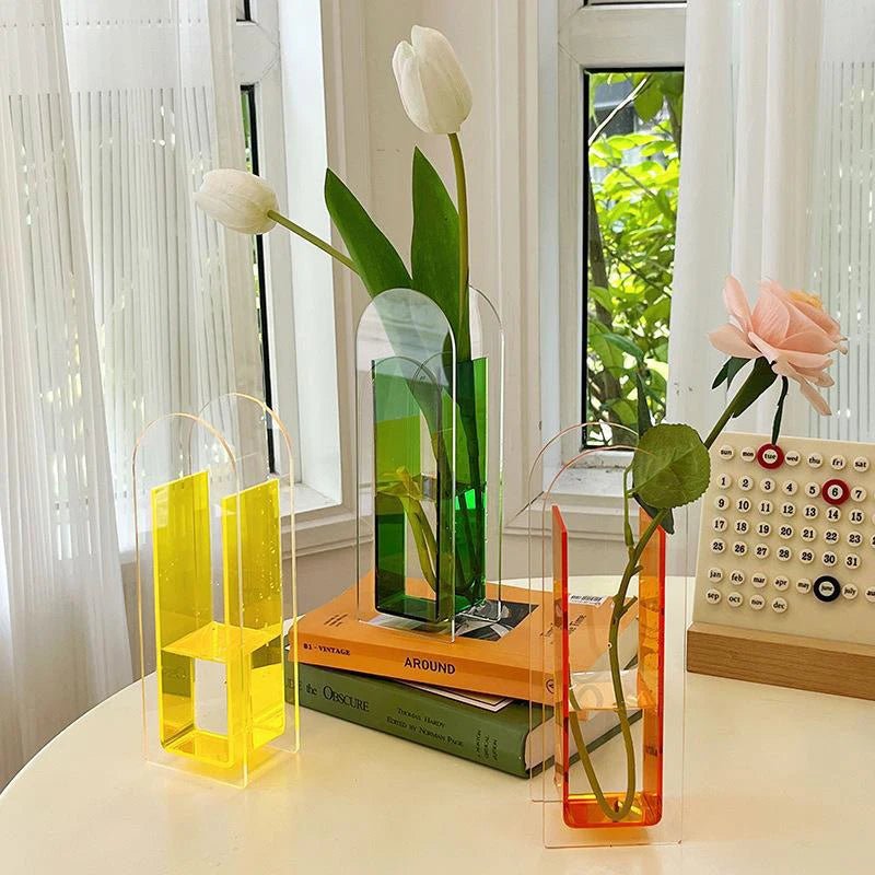 Colourful Minimalistic Transparent Geometric Shape Vases - Little Leaf Company