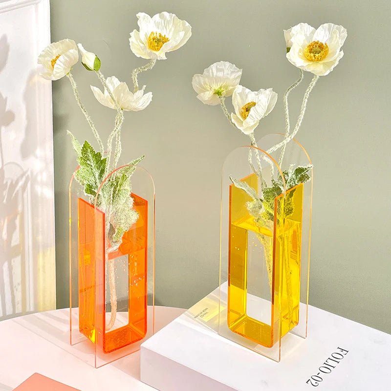 Colourful Minimalistic Transparent Geometric Shape Vases - Little Leaf Company