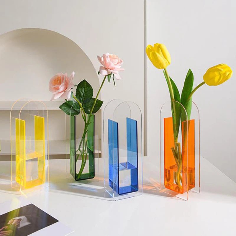 Colourful Minimalistic Transparent Geometric Shape Vases - Little Leaf Company