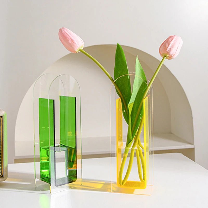 Colourful Minimalistic Transparent Geometric Shape Vases - Little Leaf Company