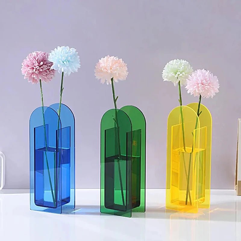 Colourful Minimalistic Transparent Geometric Shape Vases - Little Leaf Company