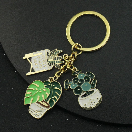 "Crazy Plant Lady" Potted Plant Keychain - Little Leaf Company