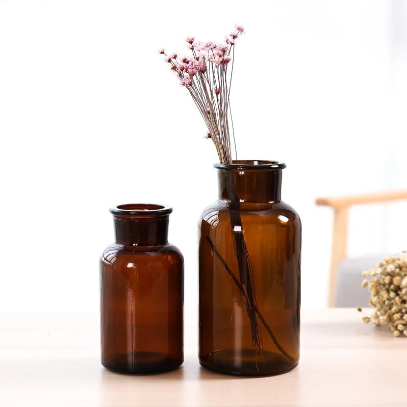 Elegant Glass Medicine Bottle Vases for Fresh & Dried Flower Decorations - Little Leaf Company