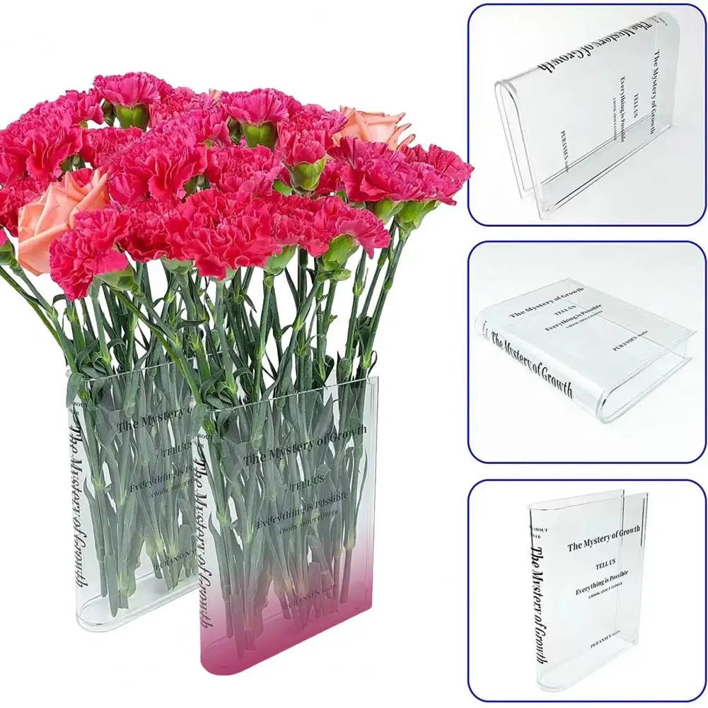 Elegant, Transparent Book Shape Vase for Flower Arrangements - Little Leaf Company