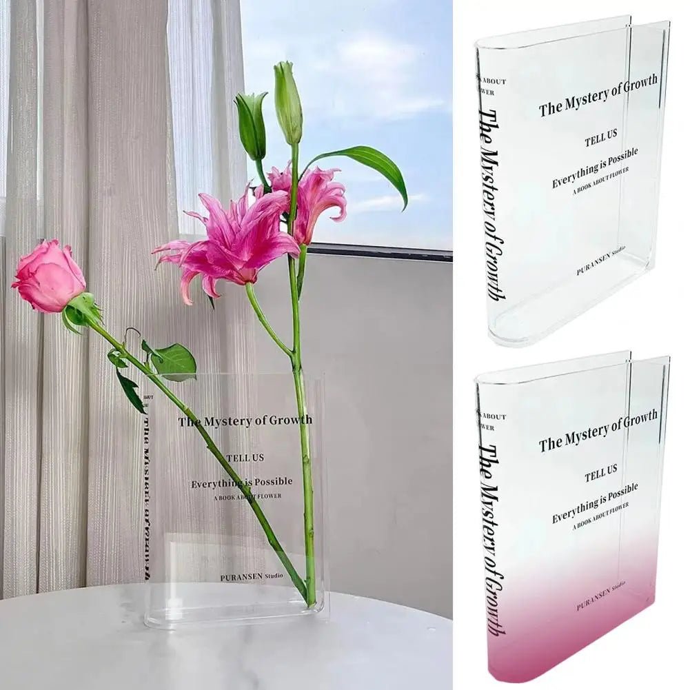 Elegant, Transparent Book Shape Vase for Flower Arrangements - Little Leaf Company