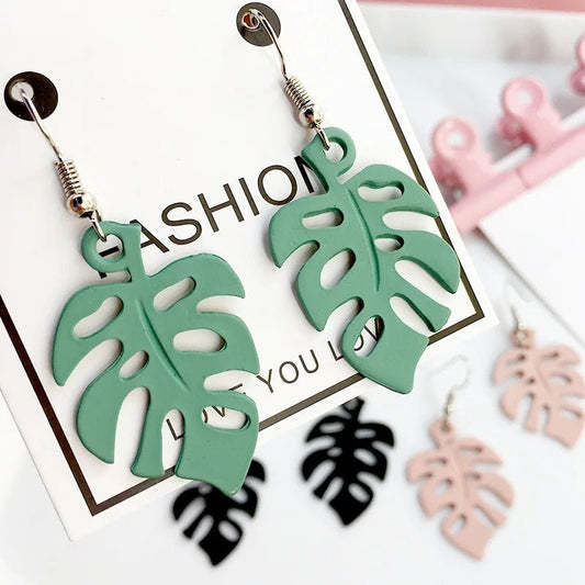 Fashion Hollow Monstera Leaf Drop Earrings - Little Leaf Company