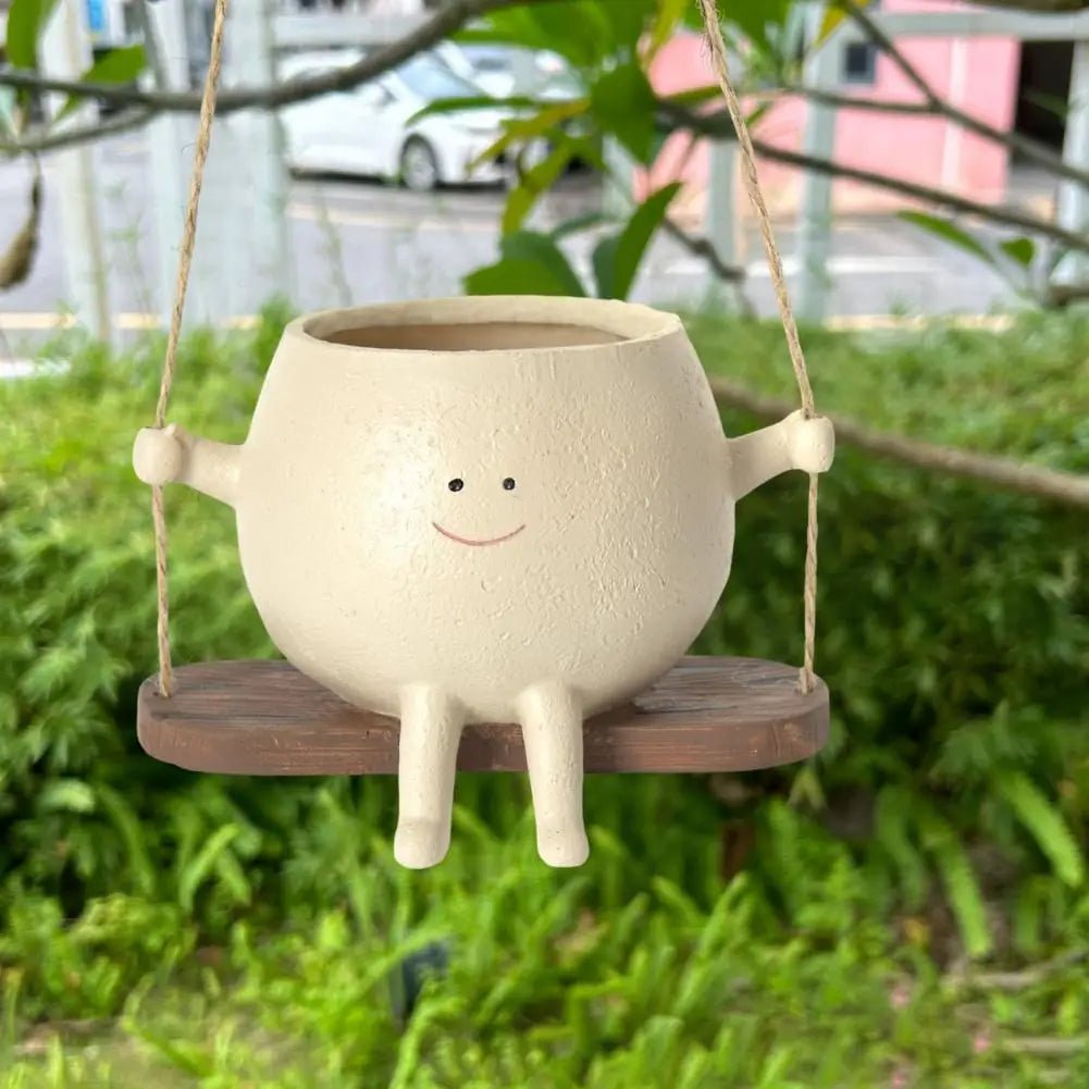plant pot with face and legs Flower Holder Cute Face Swing Plant Pot – Little Leaf Company