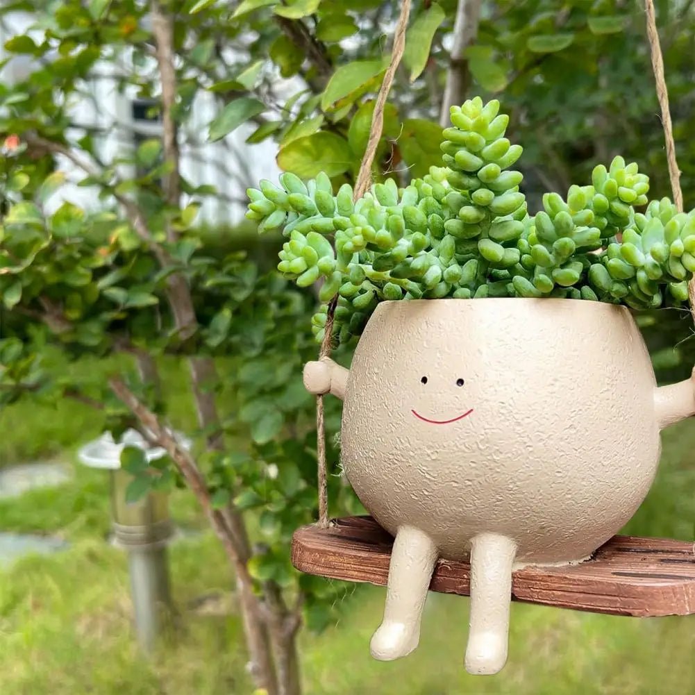 cute plant pots uk Flower Holder Cute Face Swing Plant Pot